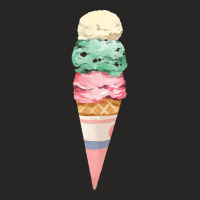 Vanilla Mint Strawberry Ice Cream Cone T  Shirt Three Scoops Of  Ice C Ladies Fitted T-shirt | Artistshot