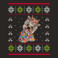 Christmas Lights Yorkshire Terrier Dog Santa Tree Xmas Gift Ladies Fitted T-shirt | Artistshot