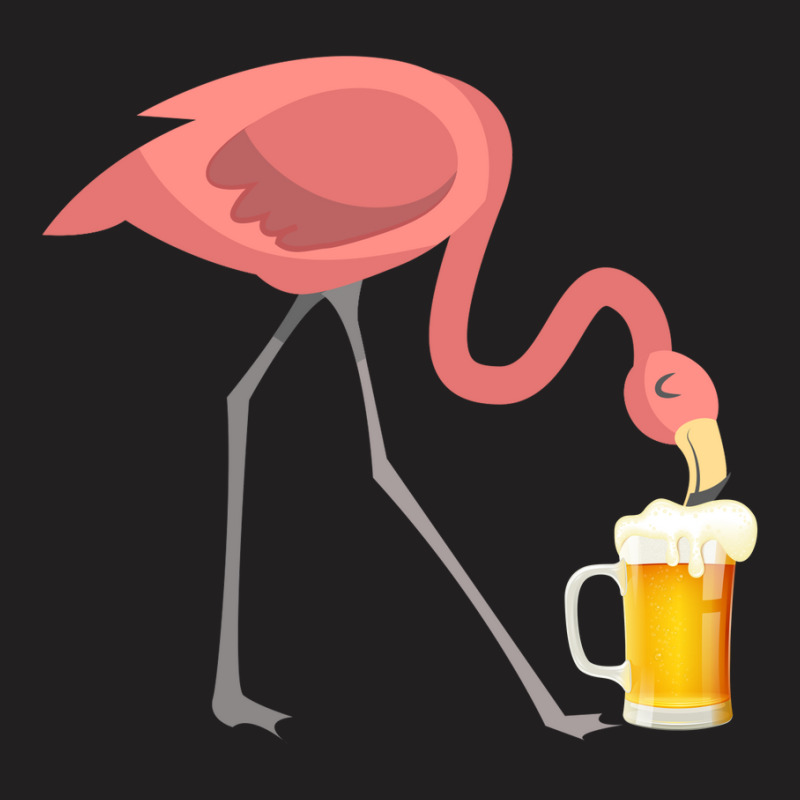 Flamingo Drinking Beer T-shirt Bird Lover Alcohol Party Tee T-Shirt by LisaSnyder | Artistshot