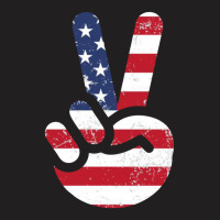 American Flag Peace Sign Hand T-shirt Fourth Of July Gift T-shirt | Artistshot