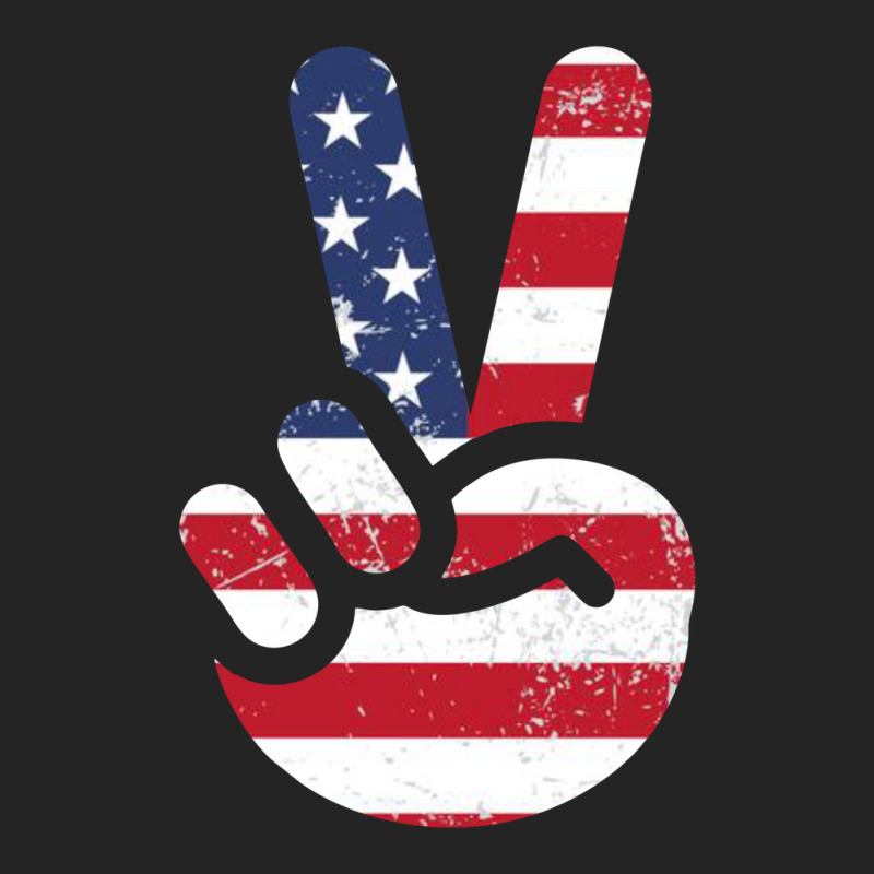 American Flag Peace Sign Hand T-shirt Fourth Of July Gift 3/4 Sleeve Shirt | Artistshot