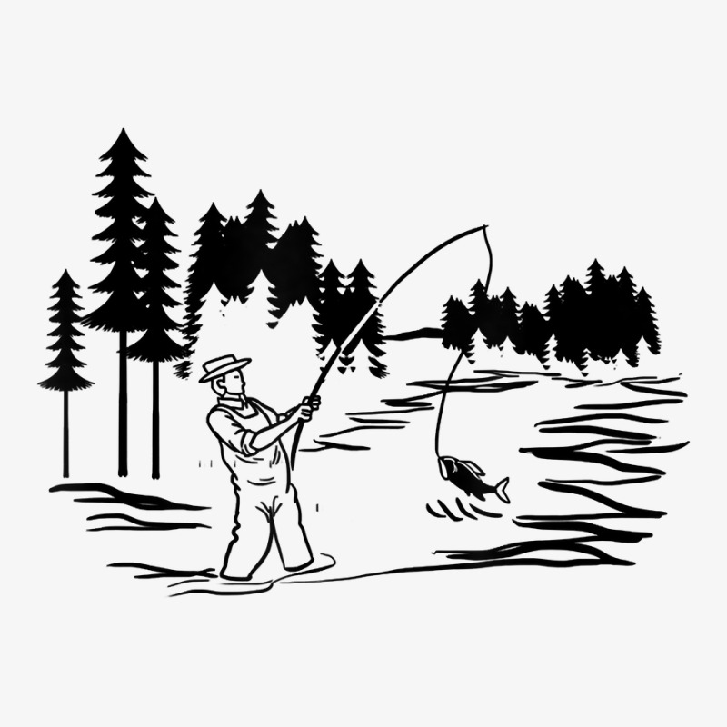 Fisherman Fishing Minimal Art Fishing Lover Angler Dad Gift T Shirt Ladies Fitted T-Shirt by lelalucin | Artistshot