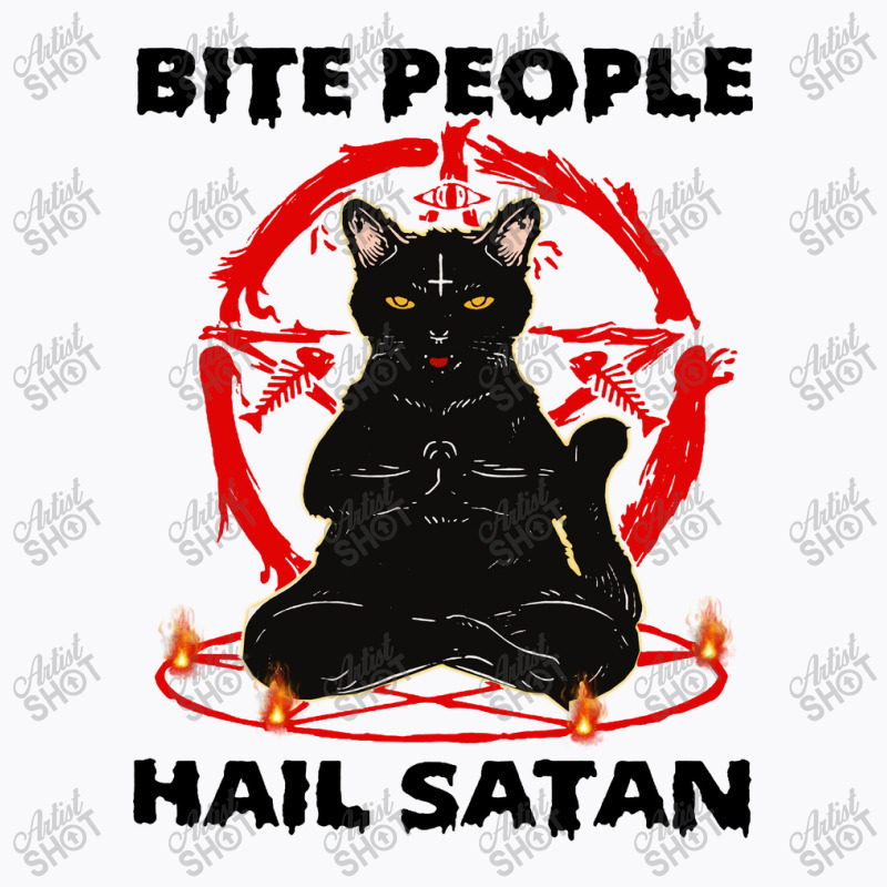 Hail Satan Funny Cat Yoga T-Shirt by Agus w | Artistshot