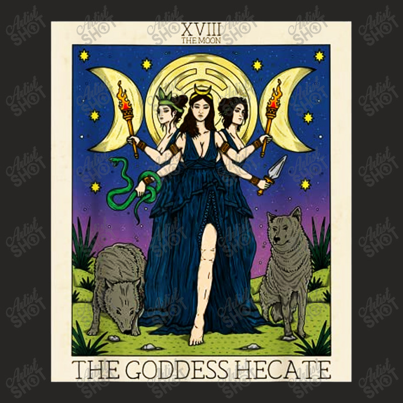 Hecate Triple Moon Goddess Hekate Wheel Witch Tarot Card Ladies Fitted T-Shirt by Nindy Tees | Artistshot