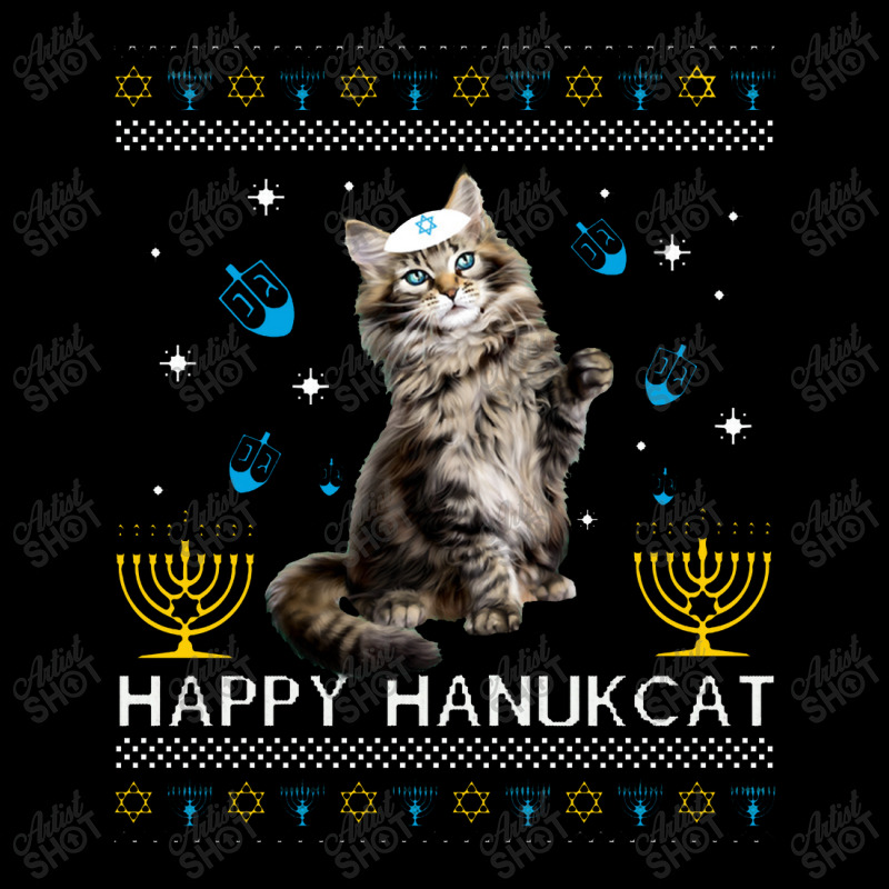 Happy Hanukcat Ugly Hanukkah Sweater Maine Coon Cat Jewish Men's Long Sleeve Pajama Set by celanasubek | Artistshot