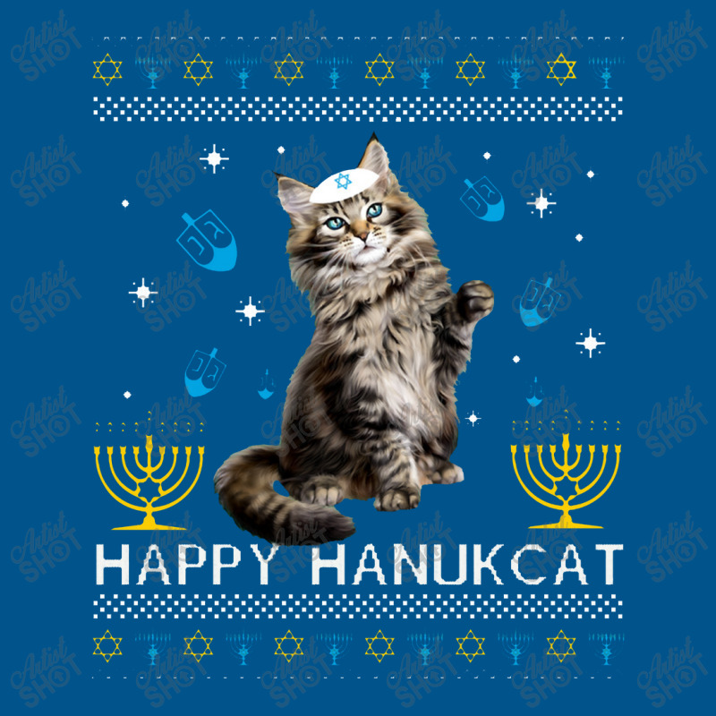 Happy Hanukcat Ugly Hanukkah Sweater Maine Coon Cat Jewish Classic T-shirt by celanasubek | Artistshot