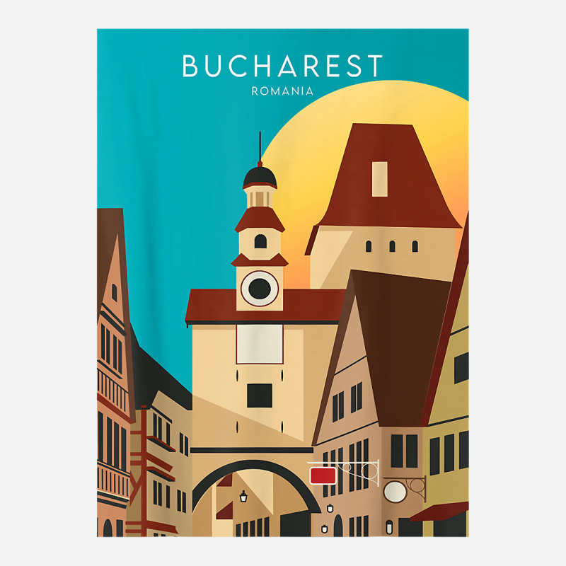 Bucharest City Romania Travel Watercolor Artwork Printing T Shirt Adjustable Cap | Artistshot