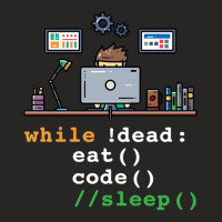 While Dead Eat Code Sleep Programmer Pullover Hoodie Ladies Fitted T-shirt | Artistshot