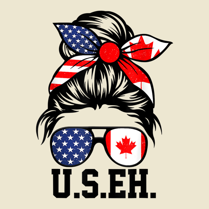 Messy Bun Useh American Canadian Canada Day Mom T Shirt Cropped Hoodie by hutchisongruda | Artistshot