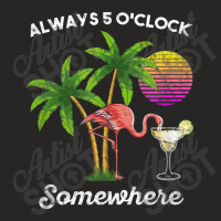 Flamingo 5 O'clock Somewhere Drinking Flamingo Ladies Fitted T-shirt | Artistshot