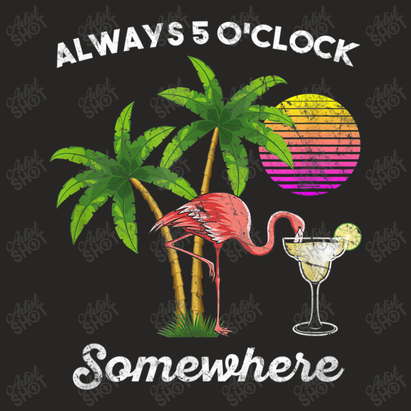 Flamingo 5 O'clock Somewhere Drinking Flamingo Ladies Fitted T-Shirt by urethrapricey | Artistshot