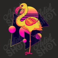 Flamingo 80s Vaporwave Zoo Animal Tropical Bird Lover Exotic Flamingo Ladies Fitted T-shirt | Artistshot