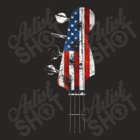 Guitar Bass Guitar Headstock Usa Flag For Bassist And Bass Player Ladies Fitted T-shirt | Artistshot