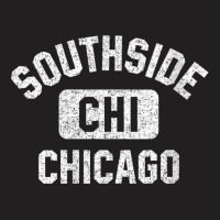 Womens Southside Chicago Chi Gym Style Distressed White Print V Neck T T-shirt | Artistshot