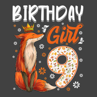 Fox Animal Lovers 9th Birthday Girl Fox B Day 9 Year Old T Shirt Vintage T-shirt | Artistshot