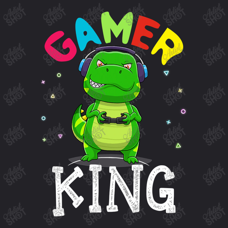 Thanksgiving Gamer King Trex Dinosaur Playing Video Games Kid Boys Gam Youth Tee | Artistshot