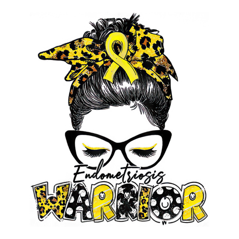 Womens Endometriosis Warrior Messy Bun Yellow Ribbon T Shirt V-neck Tee | Artistshot