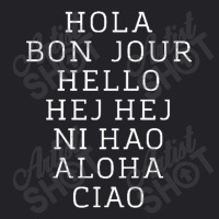 Hello 7 Languages Hola Bonjour Ni Hao Chinese French Italian Youth Tee | Artistshot