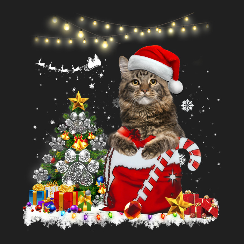 Black Cat Kitty Maine Coon Merry Christmas Kitten Cat Ladies Polo Shirt by golferu | Artistshot