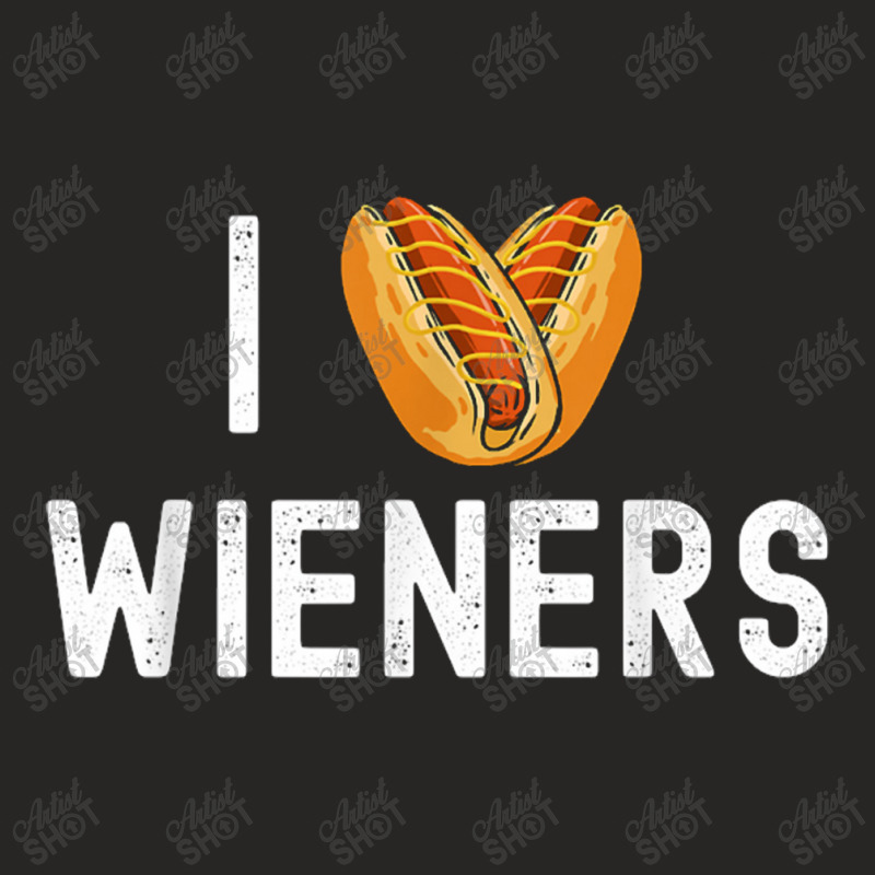 I Love Heart Wieners Funny Hot Dog Cookout Ladies Fitted T-Shirt by Gretchen Minnis | Artistshot