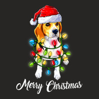 Beagle Funny Beagle Dog Tree Christmas Lights Xmas Pajama Matching 518 Ladies Fitted T-shirt | Artistshot