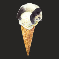 Panda On A Vanilla Ice Cream Cone T  Shirt Panda Cone Ice Cream T  Shi Ladies Fitted T-shirt | Artistshot