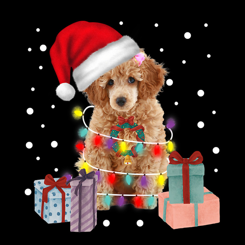 Poodle Dog Dog Christmas Light Santa Hat Matching Family Xmas 8 Cropped Hoodie by golferu | Artistshot