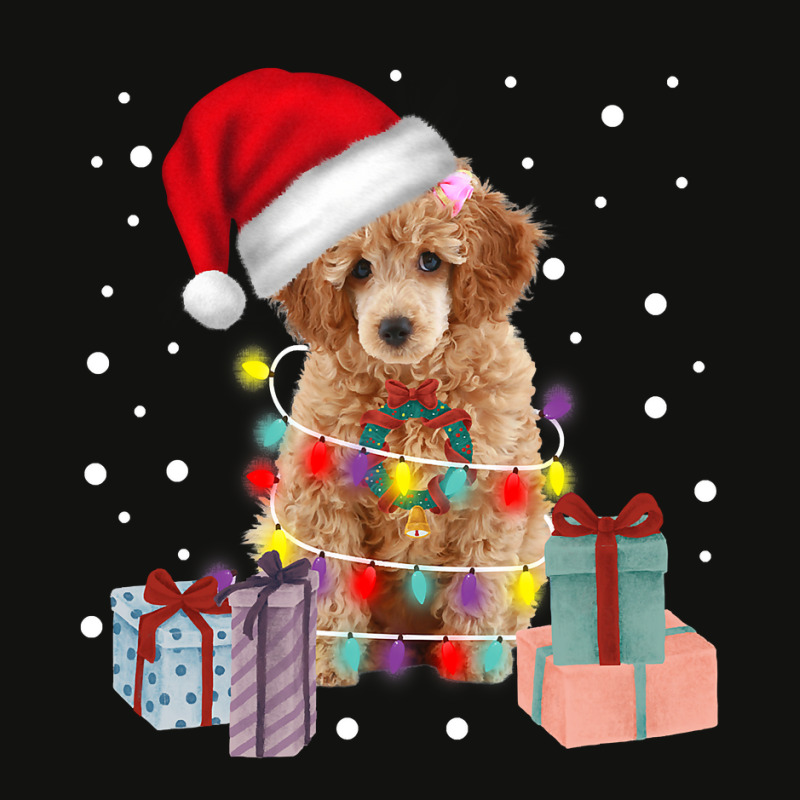 Poodle Dog Dog Christmas Light Santa Hat Matching Family Xmas 8 Scorecard Crop Tee by golferu | Artistshot