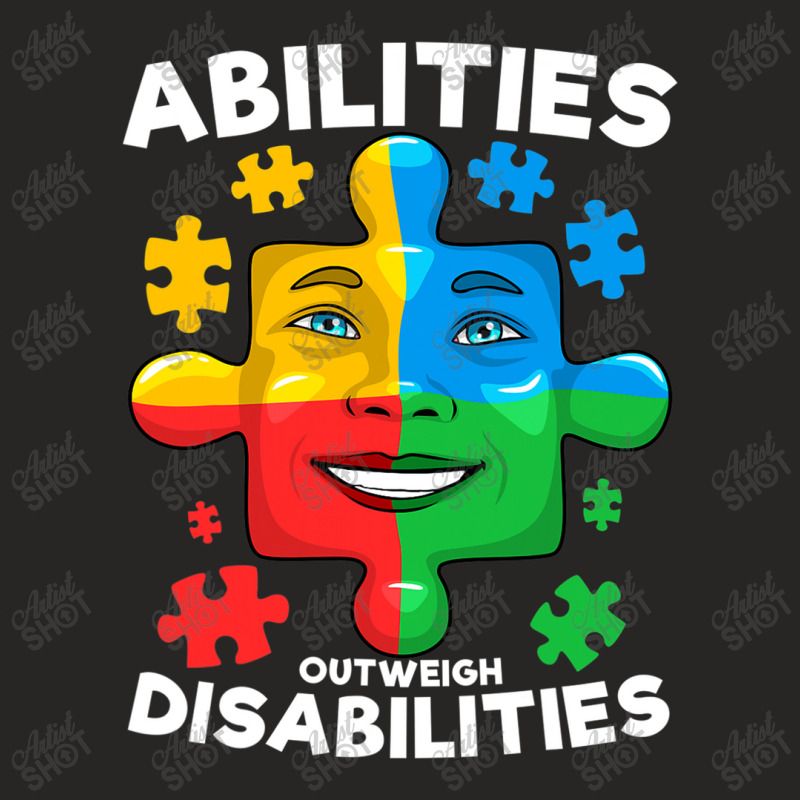 Abilities Outweigh Disabilities Autism Awareness Inspiring Ladies Fitted T-Shirt by mrlee | Artistshot