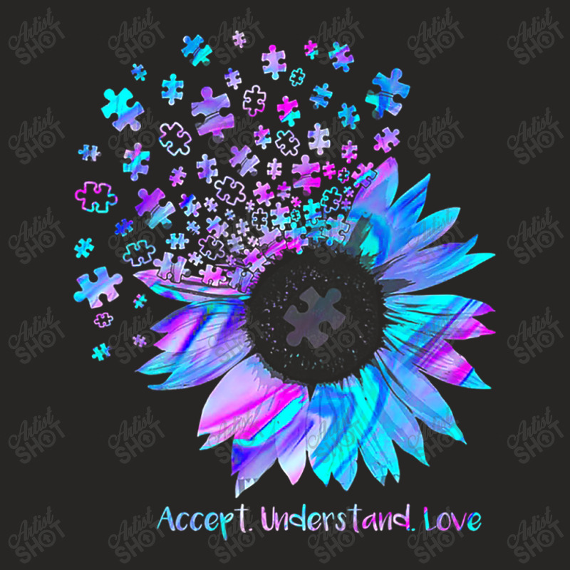 Accept Understand Love Sunflower Funny Autism Awareness Ladies Fitted T-Shirt by mrlee | Artistshot