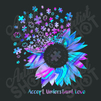 Accept Understand Love Sunflower Funny Autism Awareness Women's Triblend Scoop T-shirt | Artistshot