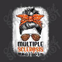 Womens Ms Warrior Messy Bun Leopard Multiple Sclerosis Awareness Vintage Short | Artistshot