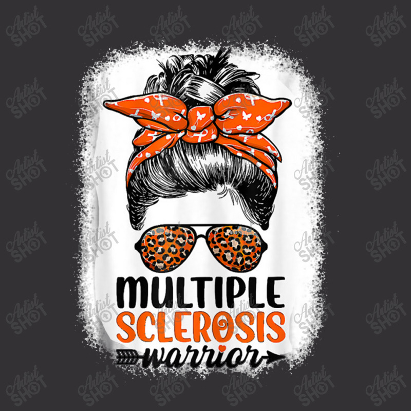 Womens Ms Warrior Messy Bun Leopard Multiple Sclerosis Awareness Vintage Short | Artistshot