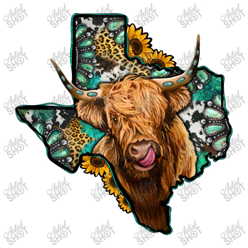 Texas Map Highland Cow Long Sleeve Shirts | Artistshot