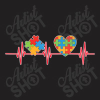 Autism Puzzle Heartbeat Autism Awareness Rainbow Ribbon T-shirt | Artistshot