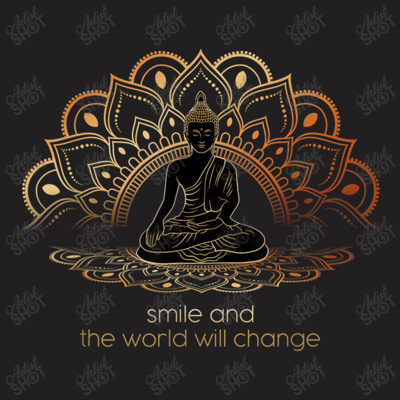 Buddhism Buddha Mandala Smile And The World Will Change Yoga T-shirt | Artistshot