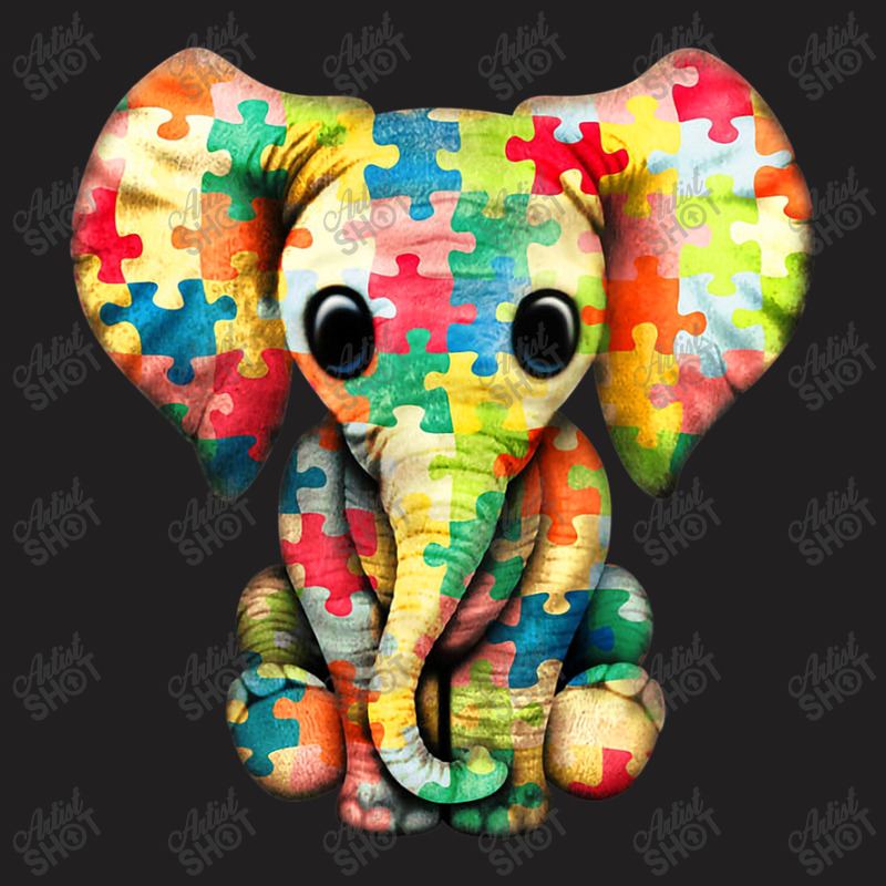 Baby Elephant Hippie Autism Awareness Puzzle Elephant T-Shirt by mrlee | Artistshot