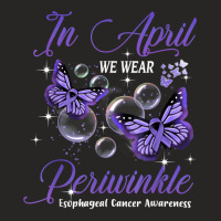 In April We Wear Periwinkle Butterfly Esophageal Cancer T Shirt Ladies Fitted T-shirt | Artistshot