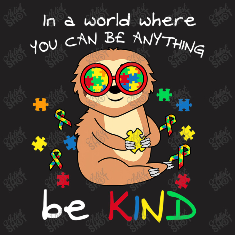 Be Kind Sloth Puzzle Piece Cool Autism Awareness T-Shirt by mrlee | Artistshot