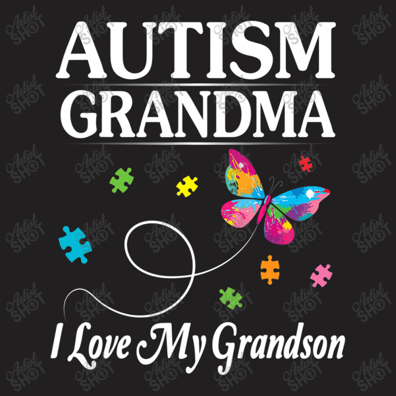 Butterfly Autism Grandma I Love My Grandson Awareness T-Shirt by mrlee | Artistshot