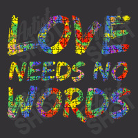 Colorful Autism Puzzle Piece Love Needs No Words Vintage Hoodie | Artistshot