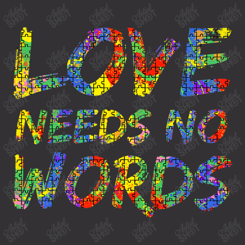 Colorful Autism Puzzle Piece Love Needs No Words Vintage Hoodie by mrlee | Artistshot