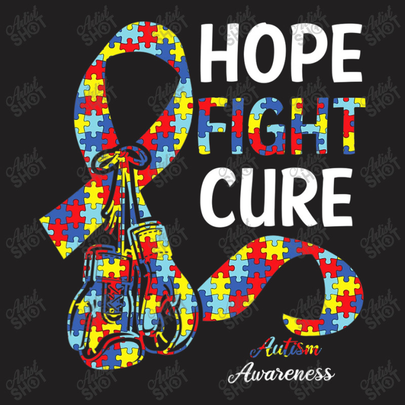 Hope Fight Cure Puzzle Pieces Ribbon Autism Awareness T-Shirt by mrlee | Artistshot