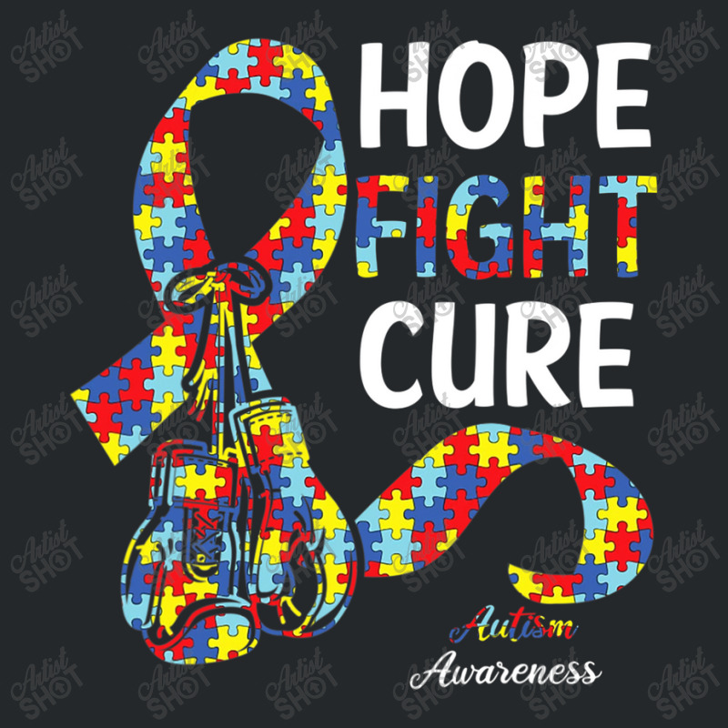 Hope Fight Cure Puzzle Pieces Ribbon Autism Awareness Crewneck Sweatshirt by mrlee | Artistshot