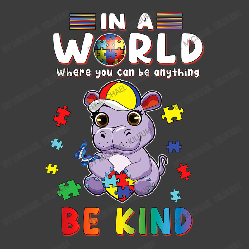 In A World Where You Can Be Anything Hippo Be Kind Autism Men's Polo Shirt by Michael	Kilburn | Artistshot