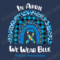 In April We Wear Blue Rainbow Puzzle Autism Awareness Men Denim Jacket | Artistshot