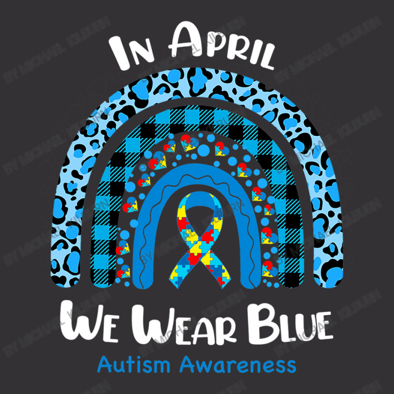 In April We Wear Blue Rainbow Puzzle Autism Awareness Vintage Short by Michael	Kilburn | Artistshot