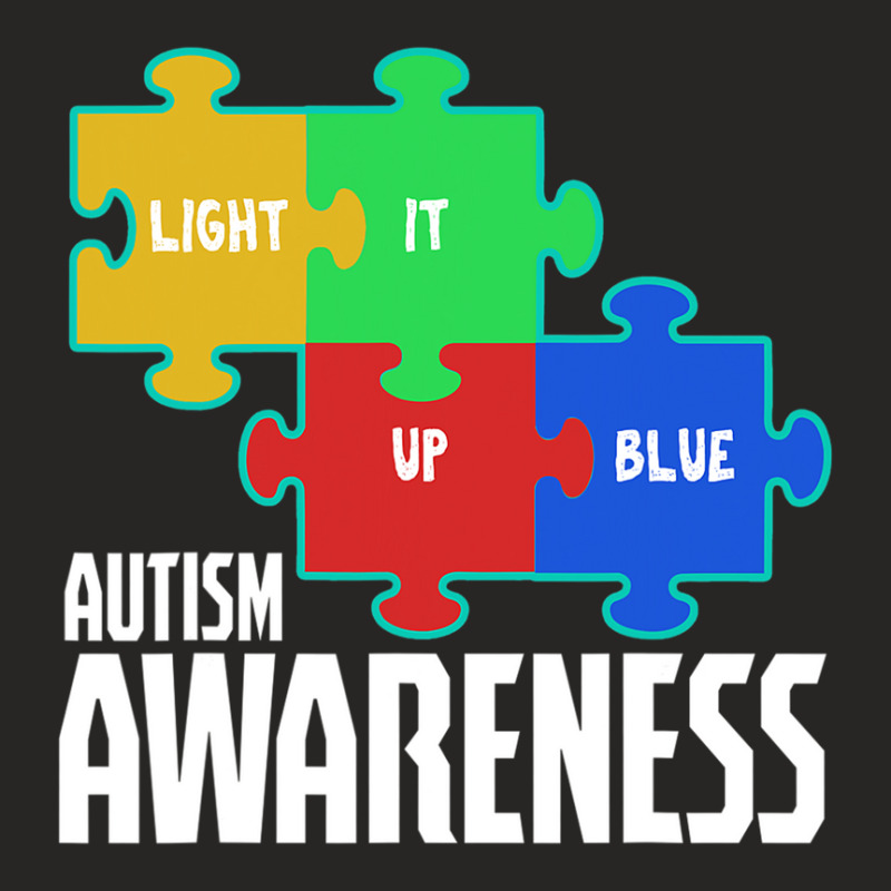 Light It Up Blue Puzzle Inspirational Autism Awareness Ladies Fitted T-Shirt by BrennleyBrown | Artistshot