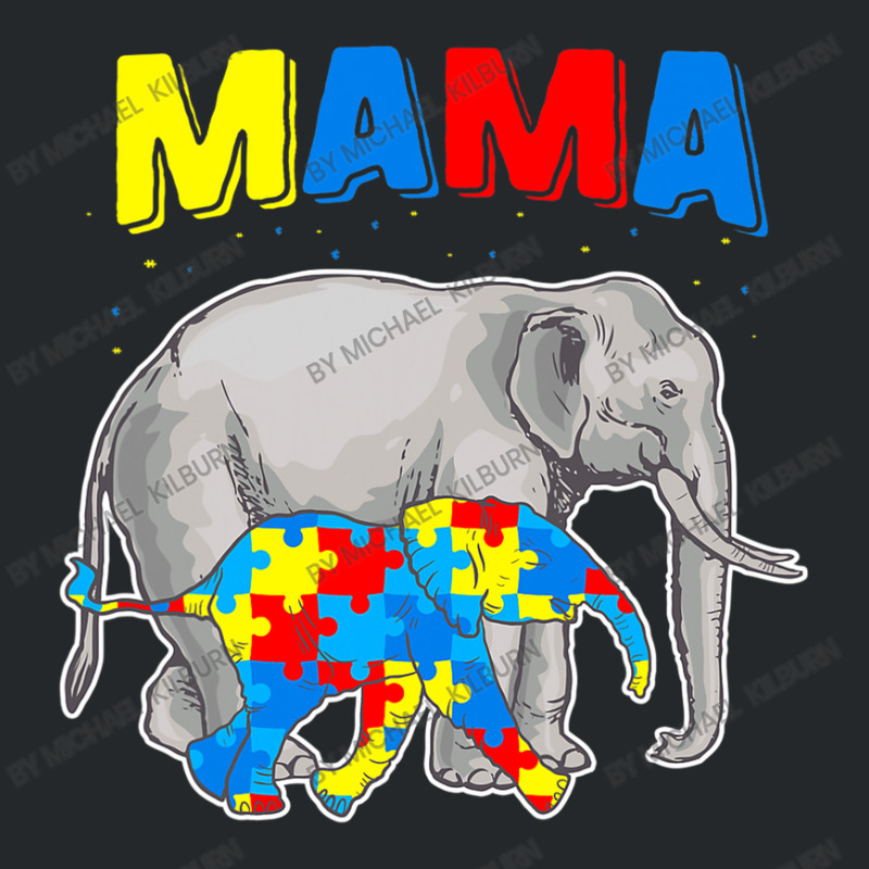 Mama Elephant Autism Awareness Crewneck Sweatshirt by Michael	Kilburn | Artistshot