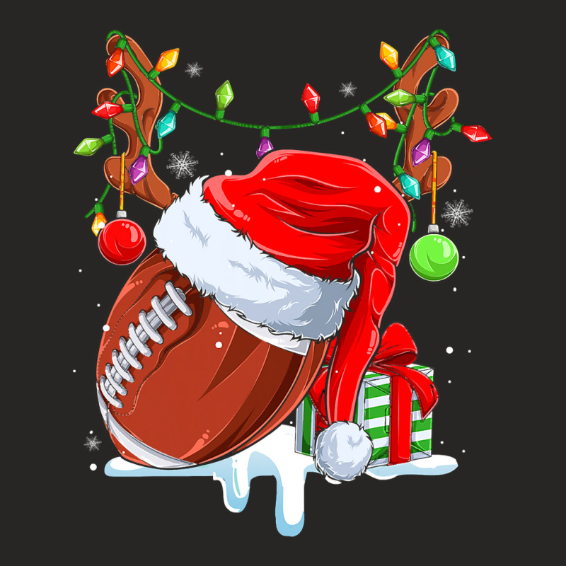 Football Funny Football Reindeer Santa Hat Christmas Holiday Pjs Xmas  Ladies Fitted T-Shirt by permad | Artistshot